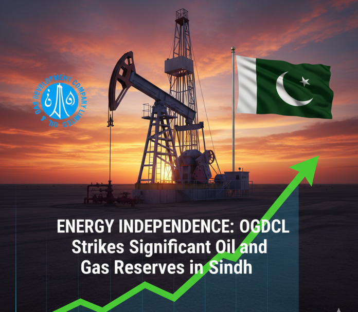 An AI generated graphic showing new gas and oil discovery in Sindh Pakistan