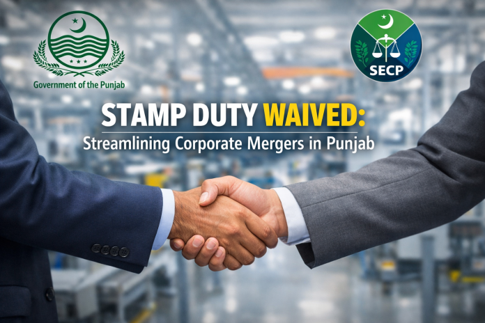 AI generated Graphic Showing SECP and Punjab Government Logo with Business Men Shaking Hands