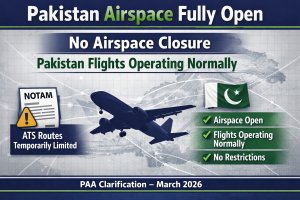Pakistan Airspace Fully Open: PAA Clarifies NOTAM Restrictions Do Not Affect Commercial Flights